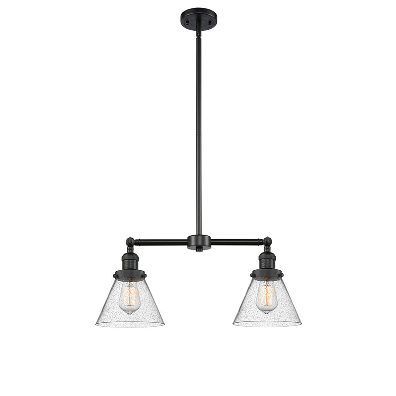 Cone Island Light shown in the Matte Black finish with a Seedy shade