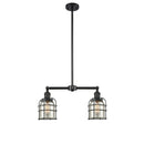 Bell Cage Island Light shown in the Matte Black finish with a Silver Plated Mercury shade