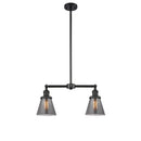 Cone Island Light shown in the Matte Black finish with a Plated Smoke shade