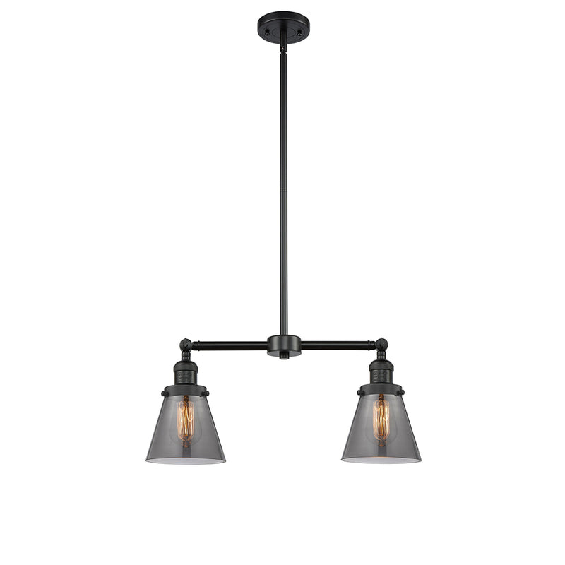 Cone Island Light shown in the Matte Black finish with a Plated Smoke shade