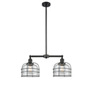 Bell Cage Island Light shown in the Matte Black finish with a Clear shade