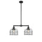 Bell Cage Island Light shown in the Matte Black finish with a Clear shade