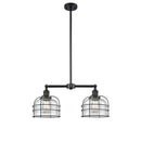 Bell Cage Island Light shown in the Matte Black finish with a Seedy shade