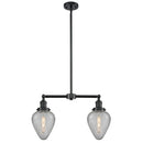 Geneseo Island Light shown in the Oil Rubbed Bronze finish with a Clear Crackled shade