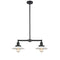 Halophane Island Light shown in the Oil Rubbed Bronze finish with a Matte White Halophane shade