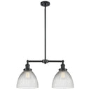 Seneca Falls Island Light shown in the Oil Rubbed Bronze finish with a Clear Halophane shade