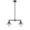 Halophane Island Light shown in the Oil Rubbed Bronze finish with a Clear Halophane shade