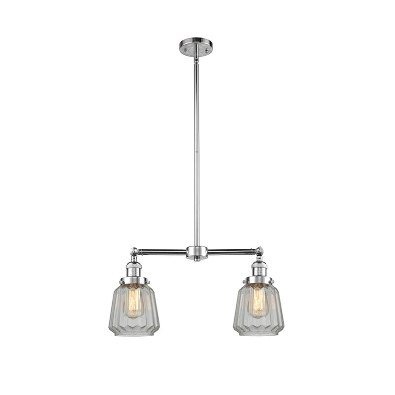 Chatham Island Light shown in the Polished Chrome finish with a Clear shade