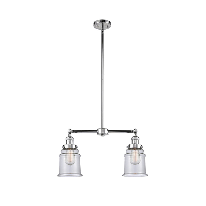 Canton Island Light shown in the Polished Chrome finish with a Clear shade