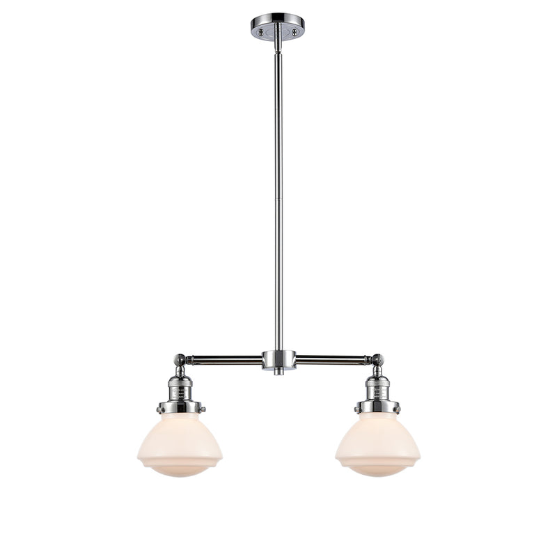 Olean Island Light shown in the Polished Chrome finish with a Matte White shade