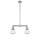 Olean Island Light shown in the Polished Chrome finish with a Clear shade