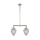 Geneseo Island Light shown in the Polished Nickel finish with a Clear Crackled shade