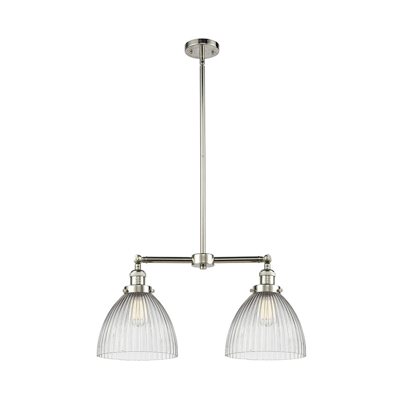 Seneca Falls Island Light shown in the Polished Nickel finish with a Clear Halophane shade