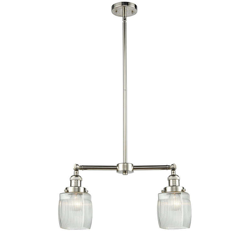 Colton Island Light shown in the Polished Nickel finish with a Clear Halophane shade