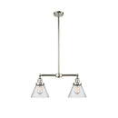 Cone Island Light shown in the Polished Nickel finish with a Seedy shade