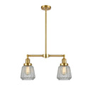 Chatham Island Light shown in the Satin Gold finish with a Clear shade