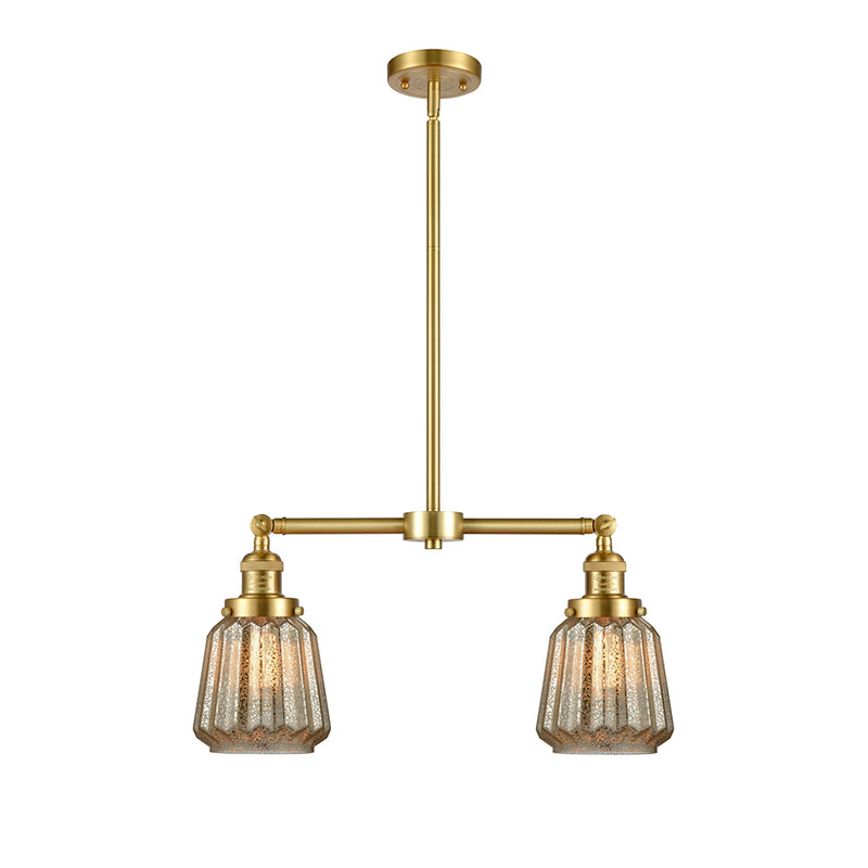 Chatham Island Light shown in the Satin Gold finish with a Mercury shade