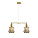 Chatham Island Light shown in the Satin Gold finish with a Mercury shade