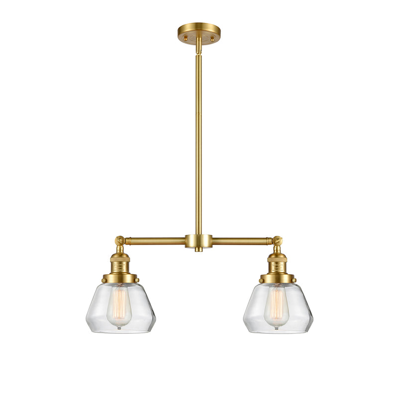 Fulton Island Light shown in the Satin Gold finish with a Clear shade