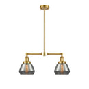 Fulton Island Light shown in the Satin Gold finish with a Plated Smoke shade