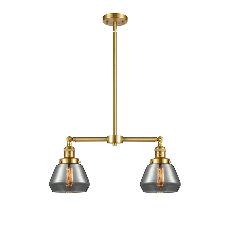 Fulton Island Light shown in the Satin Gold finish with a Plated Smoke shade