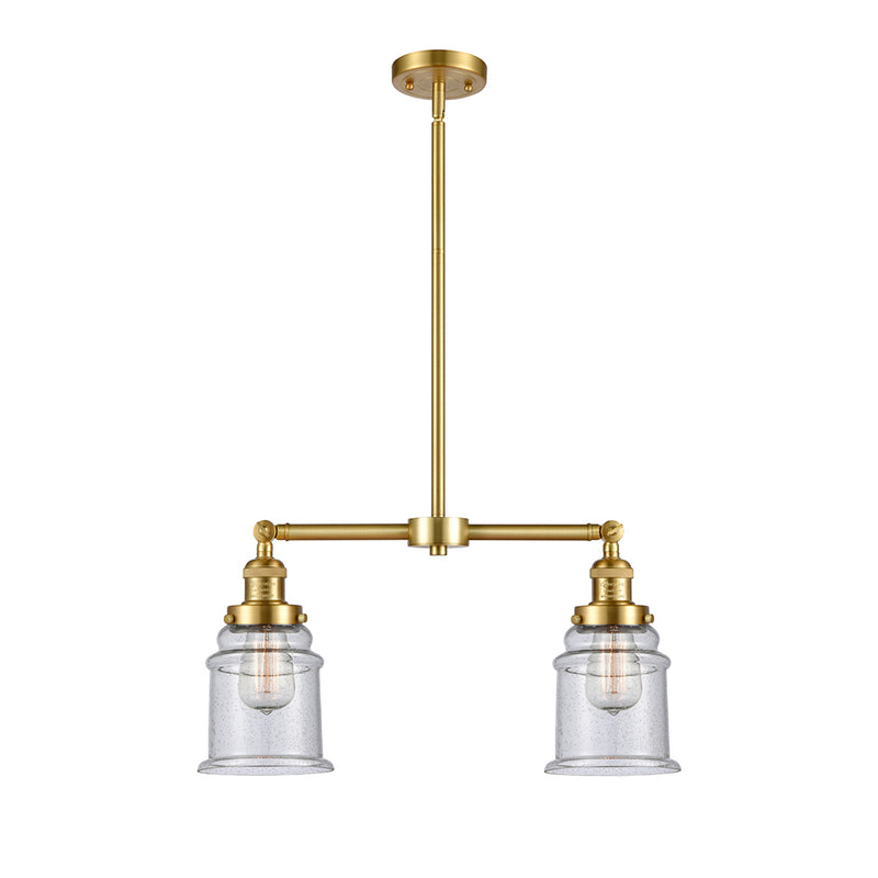 Canton Island Light shown in the Satin Gold finish with a Seedy shade