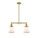 Bellmont Island Light shown in the Satin Gold finish with a Matte White shade