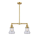 Bellmont Island Light shown in the Satin Gold finish with a Clear shade