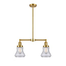 Bellmont Island Light shown in the Satin Gold finish with a Seedy shade