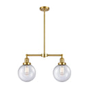 Beacon Island Light shown in the Satin Gold finish with a Seedy shade