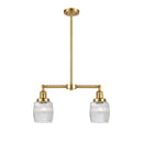 Colton Island Light shown in the Satin Gold finish with a Clear Halophane shade