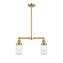 Dover Island Light shown in the Satin Gold finish with a Seedy shade