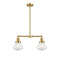 Olean Island Light shown in the Satin Gold finish with a Seedy shade