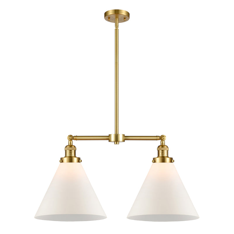 Cone Island Light shown in the Satin Gold finish with a Matte White shade