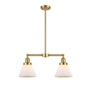 Cone Island Light shown in the Satin Gold finish with a Matte White shade