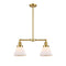 Cone Island Light shown in the Satin Gold finish with a Matte White shade