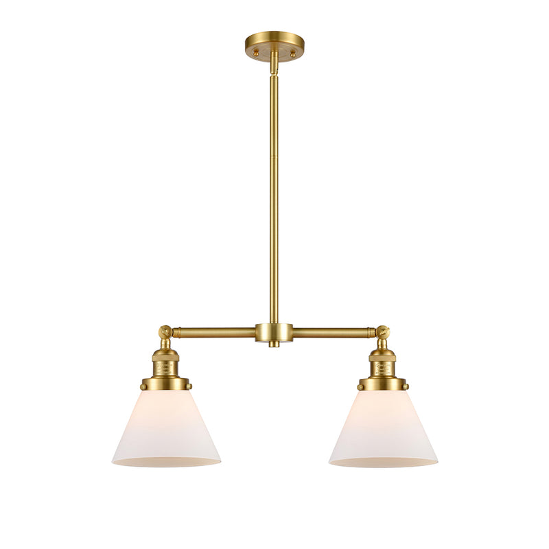 Cone Island Light shown in the Satin Gold finish with a Matte White shade