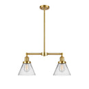 Cone Island Light shown in the Satin Gold finish with a Clear shade