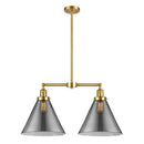 Cone Island Light shown in the Satin Gold finish with a Plated Smoke shade