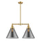 Cone Island Light shown in the Satin Gold finish with a Plated Smoke shade