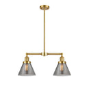 Cone Island Light shown in the Satin Gold finish with a Plated Smoke shade