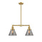 Cone Island Light shown in the Satin Gold finish with a Plated Smoke shade