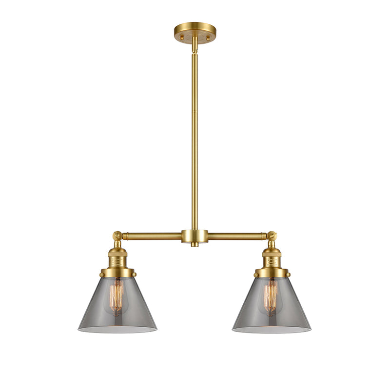 Cone Island Light shown in the Satin Gold finish with a Plated Smoke shade