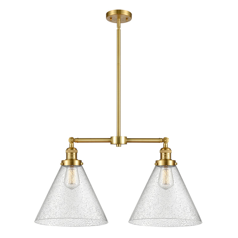 Cone Island Light shown in the Satin Gold finish with a Seedy shade