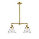 Cone Island Light shown in the Satin Gold finish with a Seedy shade