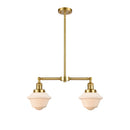 Oxford Island Light shown in the Satin Gold finish with a Matte White shade