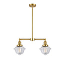 Oxford Island Light shown in the Satin Gold finish with a Clear shade