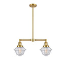 Oxford Island Light shown in the Satin Gold finish with a Seedy shade