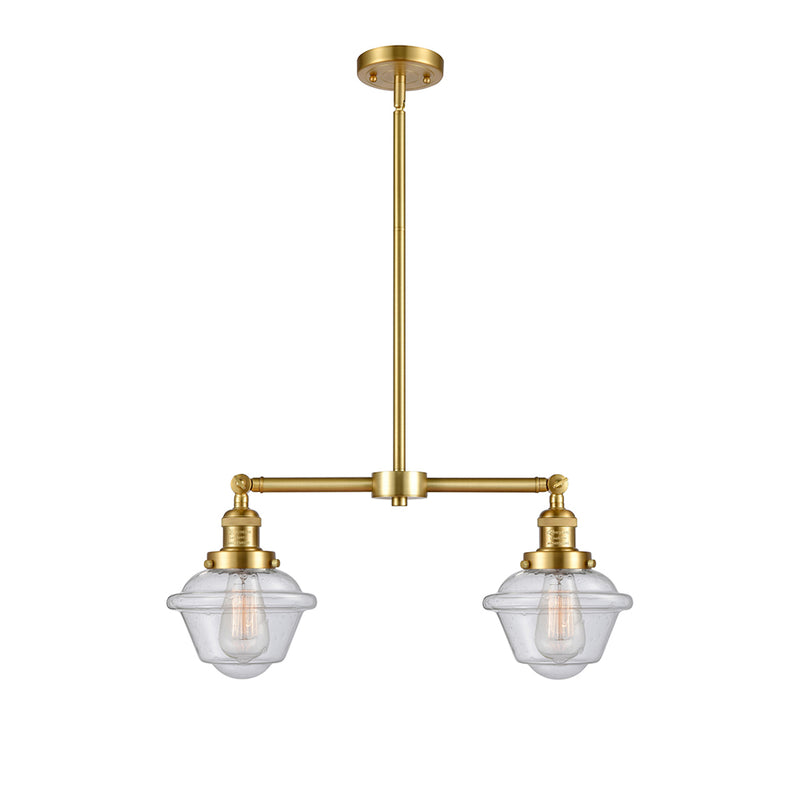 Oxford Island Light shown in the Satin Gold finish with a Seedy shade