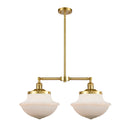 Oxford Island Light shown in the Satin Gold finish with a Matte White shade